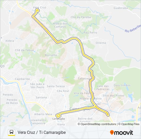 Mapa de 2466 VERA CRUZ / TI CAMARAGIBE de autobús