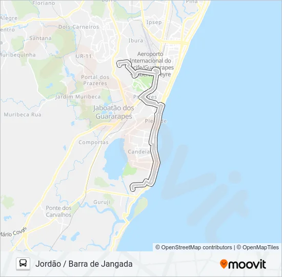 J101 JORDÃO / BARRA DE JANGADA Bus Line Map