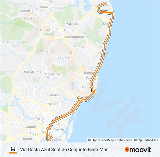 Mapa da linha 1982 CONJUNTO BEIRA MAR / DERBY de ônibus