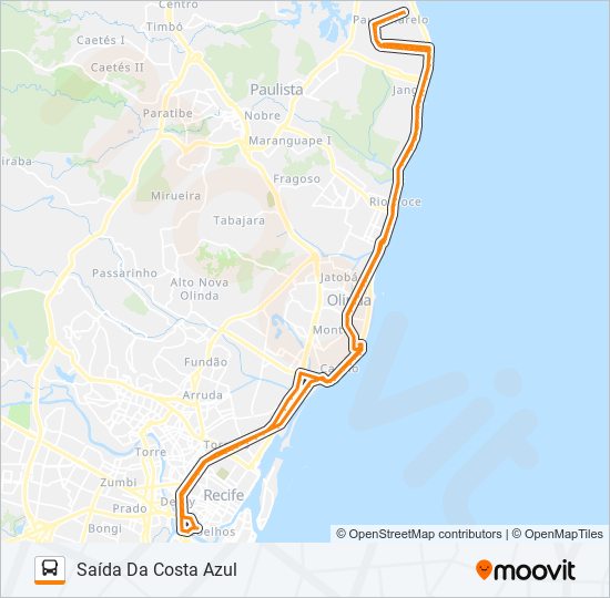 Mapa da linha 1982 CONJUNTO BEIRA MAR / DERBY de ônibus