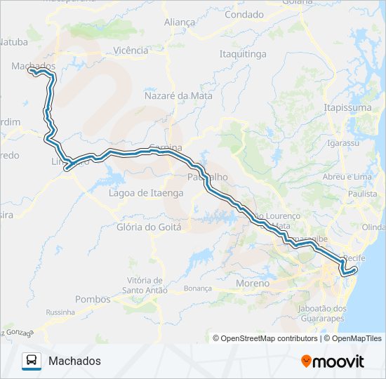 006 RECIFE - MACHADOS Bus Line Map