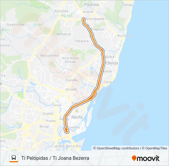 1909 TI PELÓPIDAS / TI JOANA BEZERRA Bus Line Map