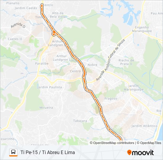 Mapa da linha 1933 TI PE-15 / TI ABREU E LIMA de ônibus