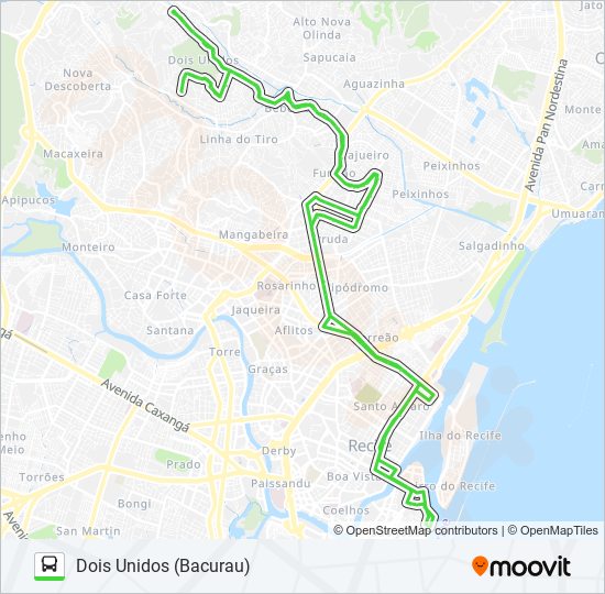 Mapa de 744 DOIS UNIDOS (BACURAU) de autobús