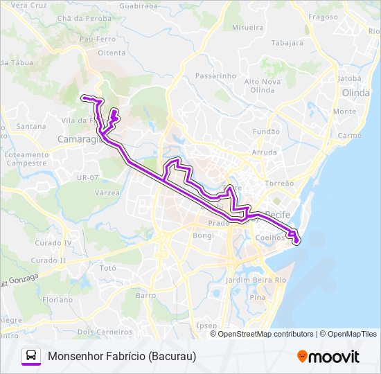 Mapa da linha 2427 MONSENHOR FABRÍCIO (BACURAU) de ônibus
