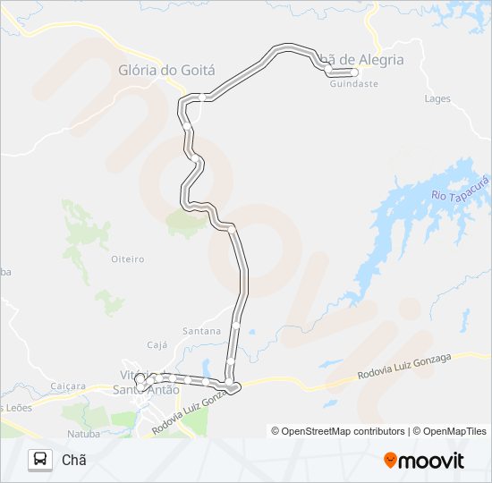 Mapa da linha 619 CHÃ DA ALEGRIA - VITÓRIA de ônibus