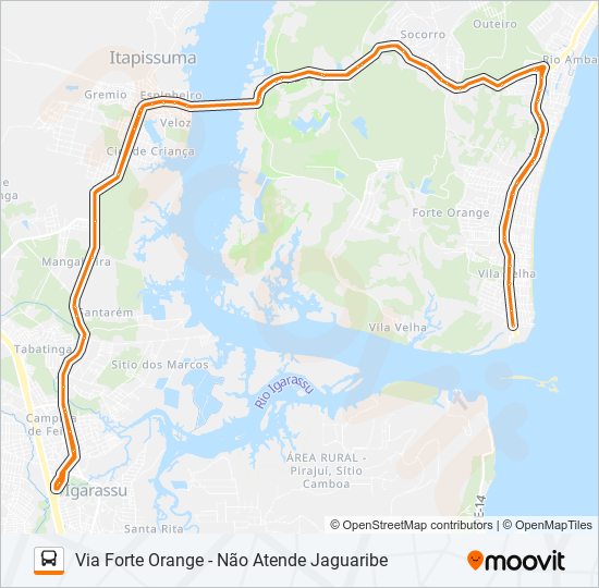 Mapa da linha 1968 ILHA DE ITAMARACÁ / TI IGARASSU de ônibus