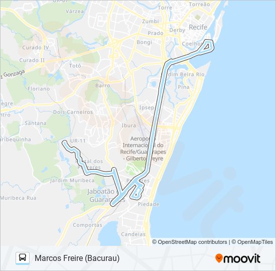 Mapa de 172 MARCOS FREIRE (BACURAU) de autobús