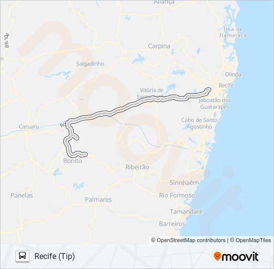 802 BARRA GUABIRABA - RECIFE bus Line Map