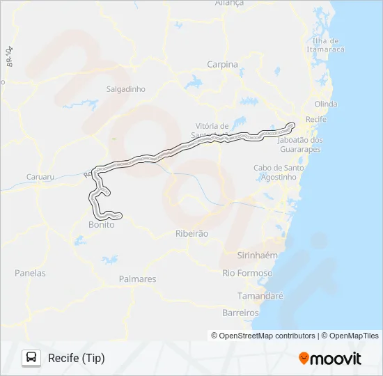 802 BARRA GUABIRABA - RECIFE Bus Line Map