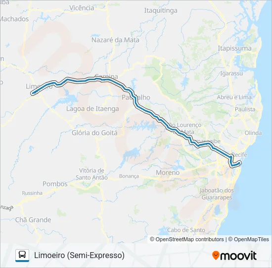 025 RECIFE - LIMOEIRO Bus Line Map