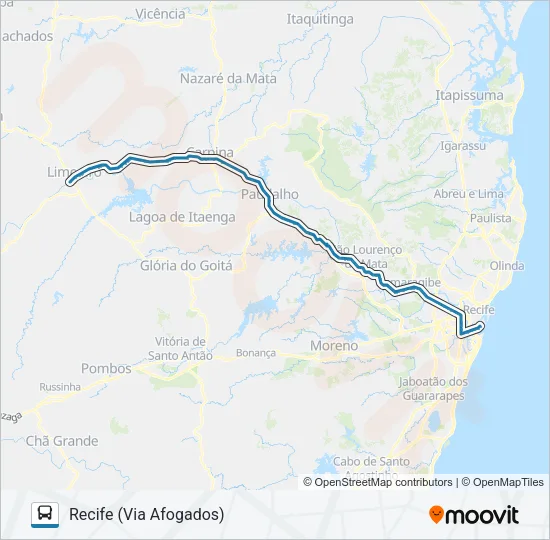 025 RECIFE - LIMOEIRO Bus Line Map