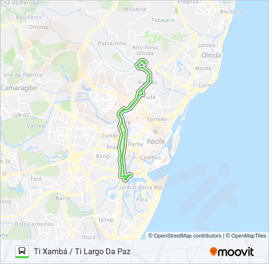 Mapa da linha 870 TI XAMBÁ / TI LARGO DA PAZ de ônibus