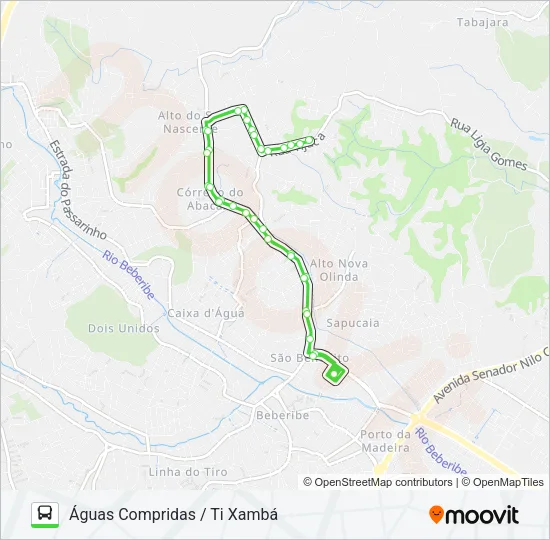 842 ÁGUAS COMPRIDAS / TI XAMBÁ Bus Line Map
