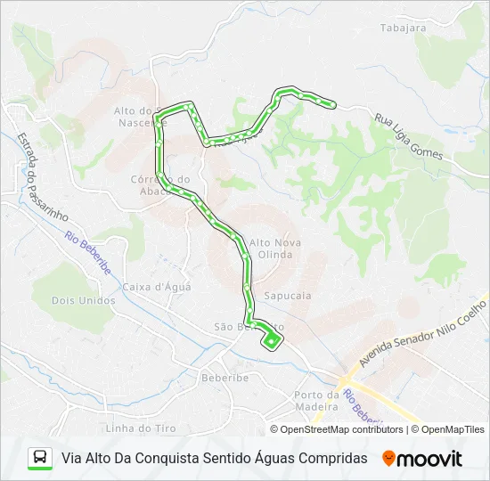 842 ÁGUAS COMPRIDAS / TI XAMBÁ Bus Line Map