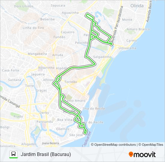 Mapa da linha 827 JARDIM BRASIL (BACURAU) de ônibus