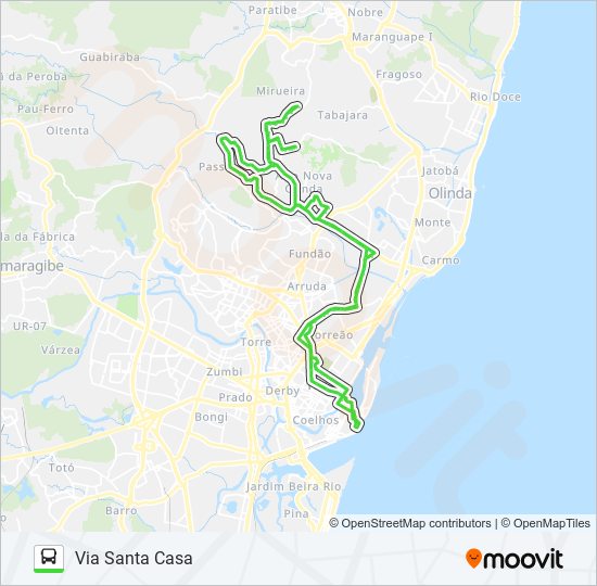 Mapa da linha 846 ÁGUAS COMPRIDAS (BACURAU) de ônibus