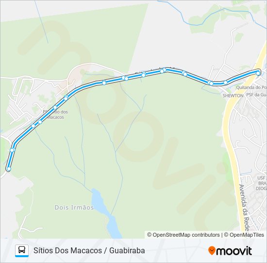 Mapa da linha C115 SÍTIOS DOS MACACOS / GUABIRABA de ônibus