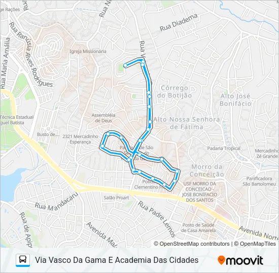 C109 ALTO ESPERANÇA / ALTO DA FAVELA Bus Line Map
