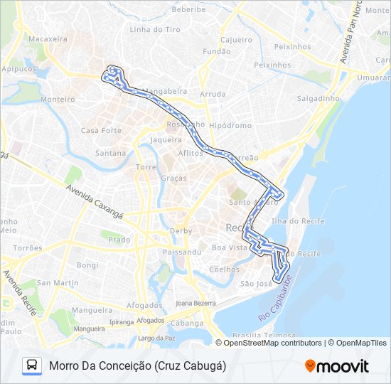 612 MORRO DA CONCEIÇÃO (CRUZ CABUGÁ) bus Line Map