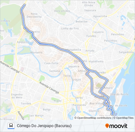 Mapa da linha 643 CÓRREGO DO JENIPAPO (BACURAU) de ônibus
