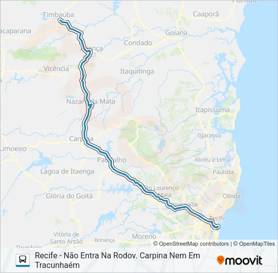 051 RECIFE - TIMBAÚBA Bus Line Map