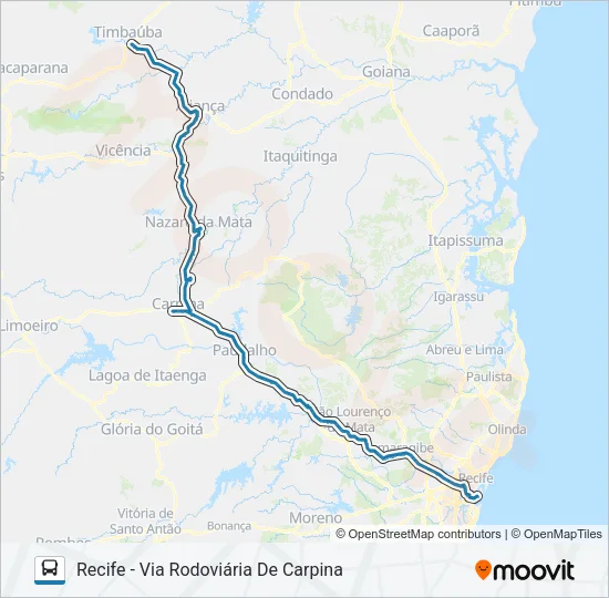 051 RECIFE - TIMBAÚBA Bus Line Map
