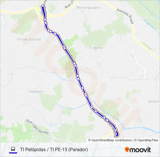1070 TI PELÓPIDAS / TI PE-15 (PARADOR) - BRT Bus Line Map