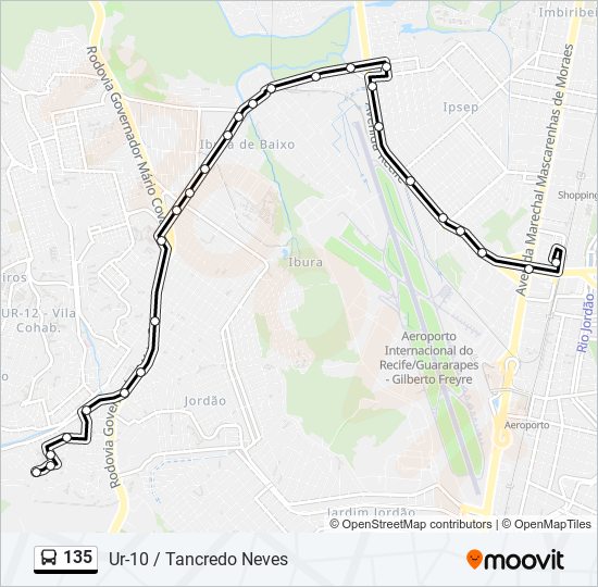 135 bus Line Map