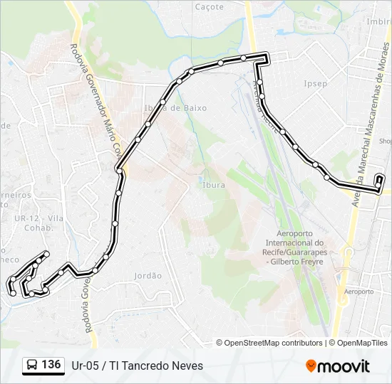 136 Bus Line Map