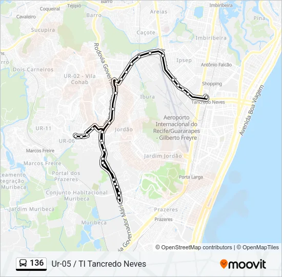136 Bus Line Map