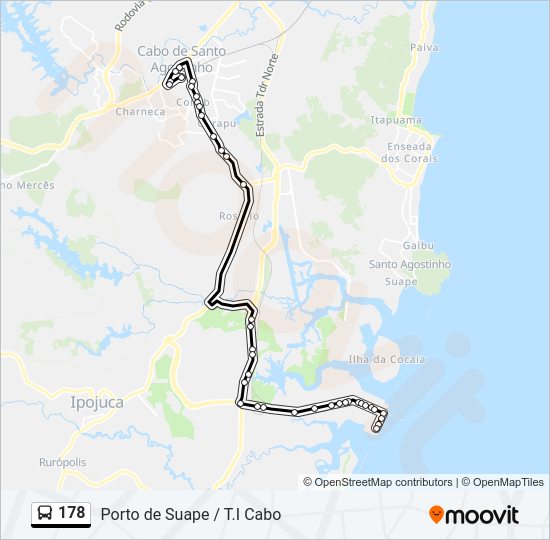 Mapa da linha 178 de ônibus