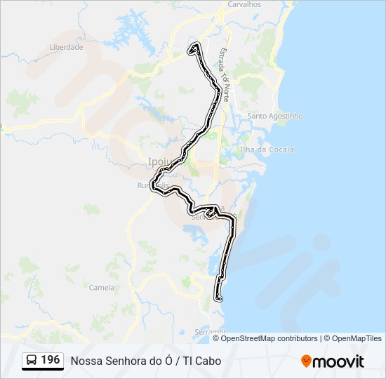 Mapa da linha 196 de ônibus