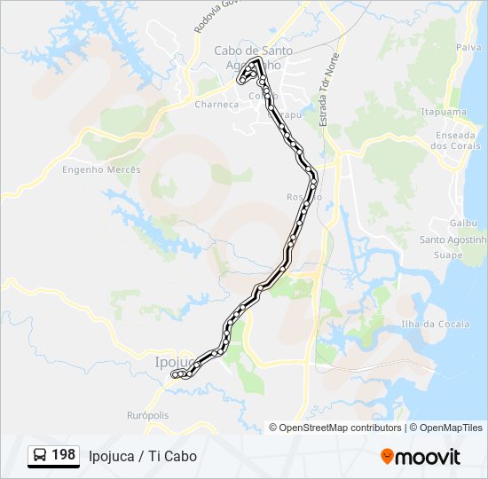 Mapa da linha 198 de ônibus