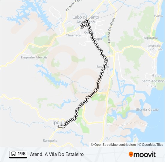 Mapa da linha 198 de ônibus