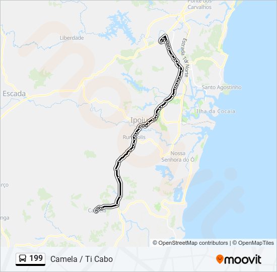 Mapa da linha 199 de ônibus