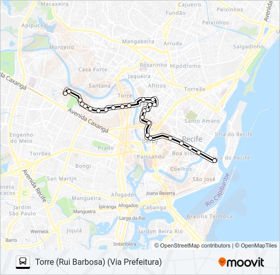 Mapa da linha 414 TORRE de ônibus