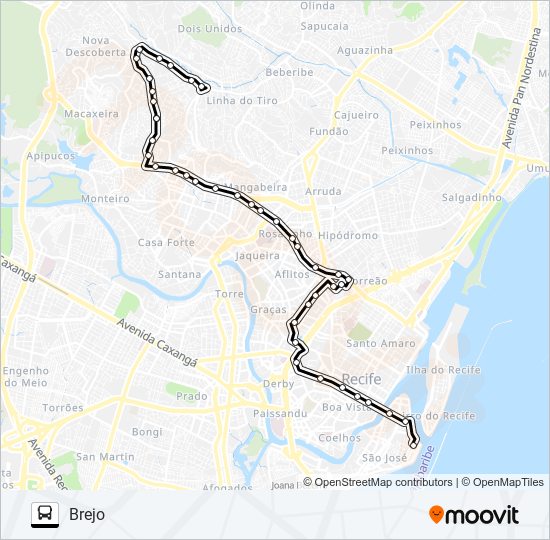 Mapa da linha 624 BREJO de ônibus