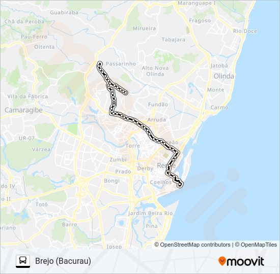 Mapa de 626 BREJO (BACURAU) de autobús