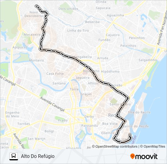 Mapa de 632 ALTO DO REFÚGIO de autobús