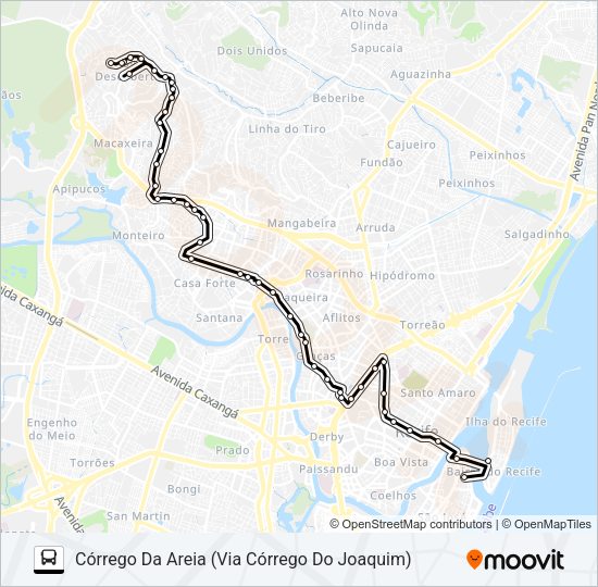 Mapa da linha 513 CÓRREGO DA AREIA de ônibus
