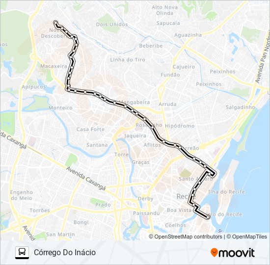 Mapa da linha 517 CÓRREGO DO INÁCIO de ônibus