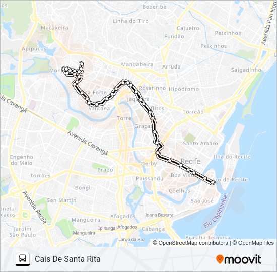 Mapa da linha 521 ALTO SANTA ISABEL de ônibus