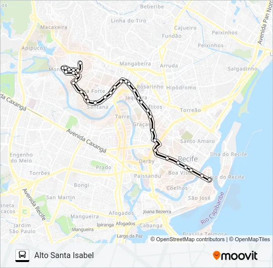 Mapa de 521 ALTO SANTA ISABEL de autobús