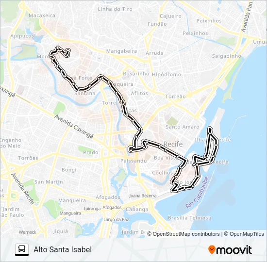 Mapa de 521 ALTO SANTA ISABEL de autobús