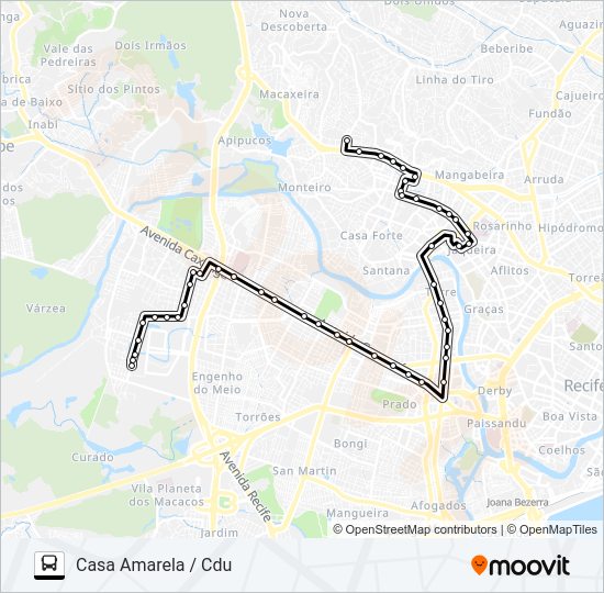 Mapa de 330 CASA AMARELA / CDU de autobús