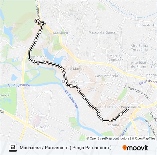 520 MACAXEIRA / PARNAMIRIM Bus Line Map