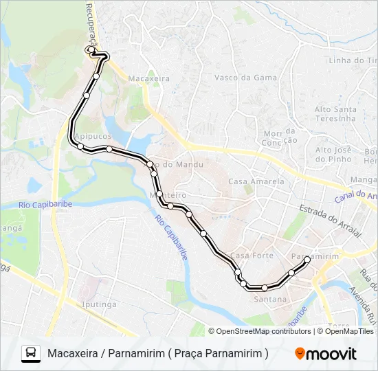 520 MACAXEIRA / PARNAMIRIM Bus Line Map