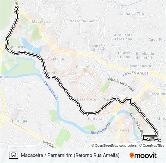 520 MACAXEIRA / PARNAMIRIM Bus Line Map