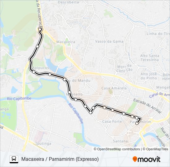 520 MACAXEIRA / PARNAMIRIM bus Line Map